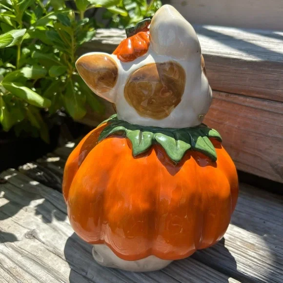 Blue Sky Halloween Frenchie Bulldog Dog Pumpkin Figurine Ceramic Statue Decor - Picture 4 of 6